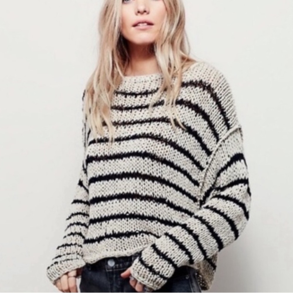 Free People Over Easy Striped Sweater